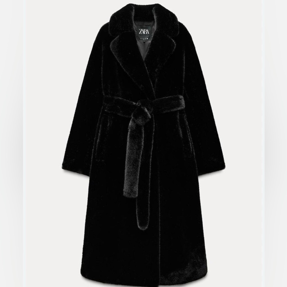 Faux fur black coat
